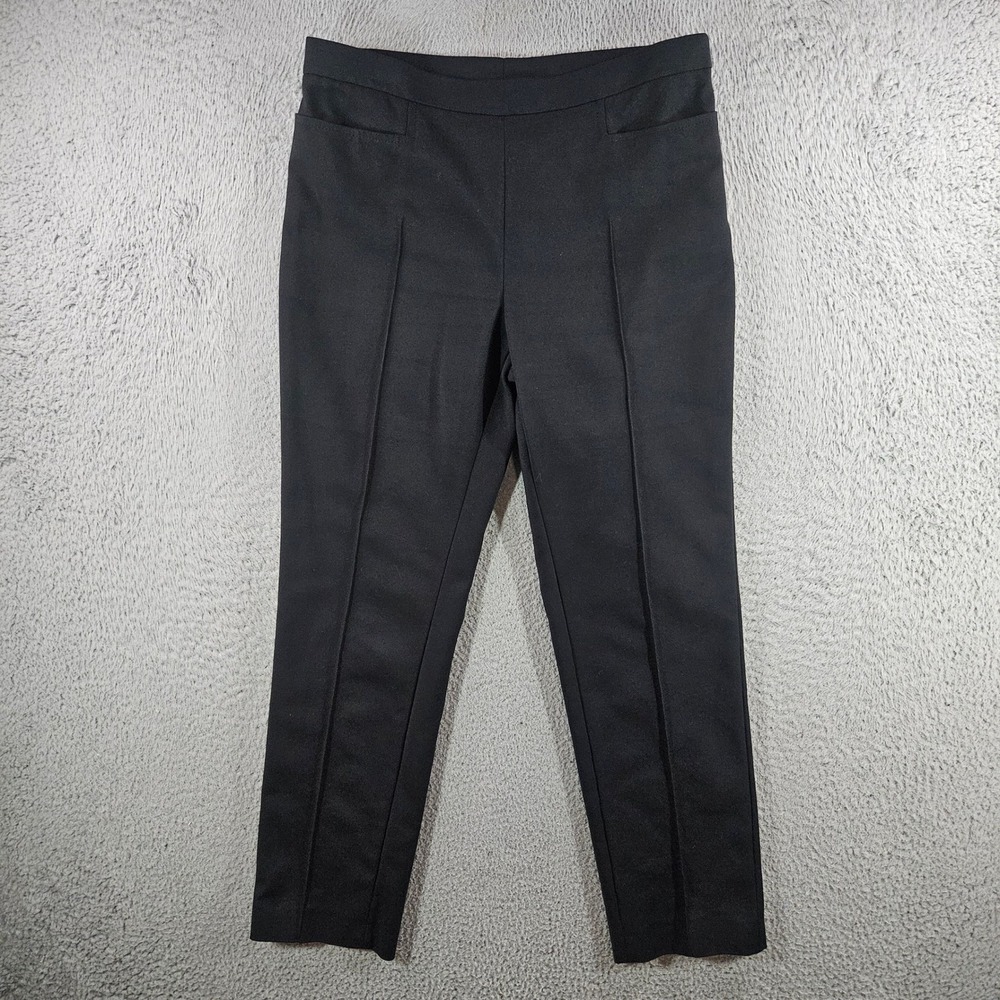Akris Punto Black Cotton Blend Tailored Trousers Side Zip Pants Size 6